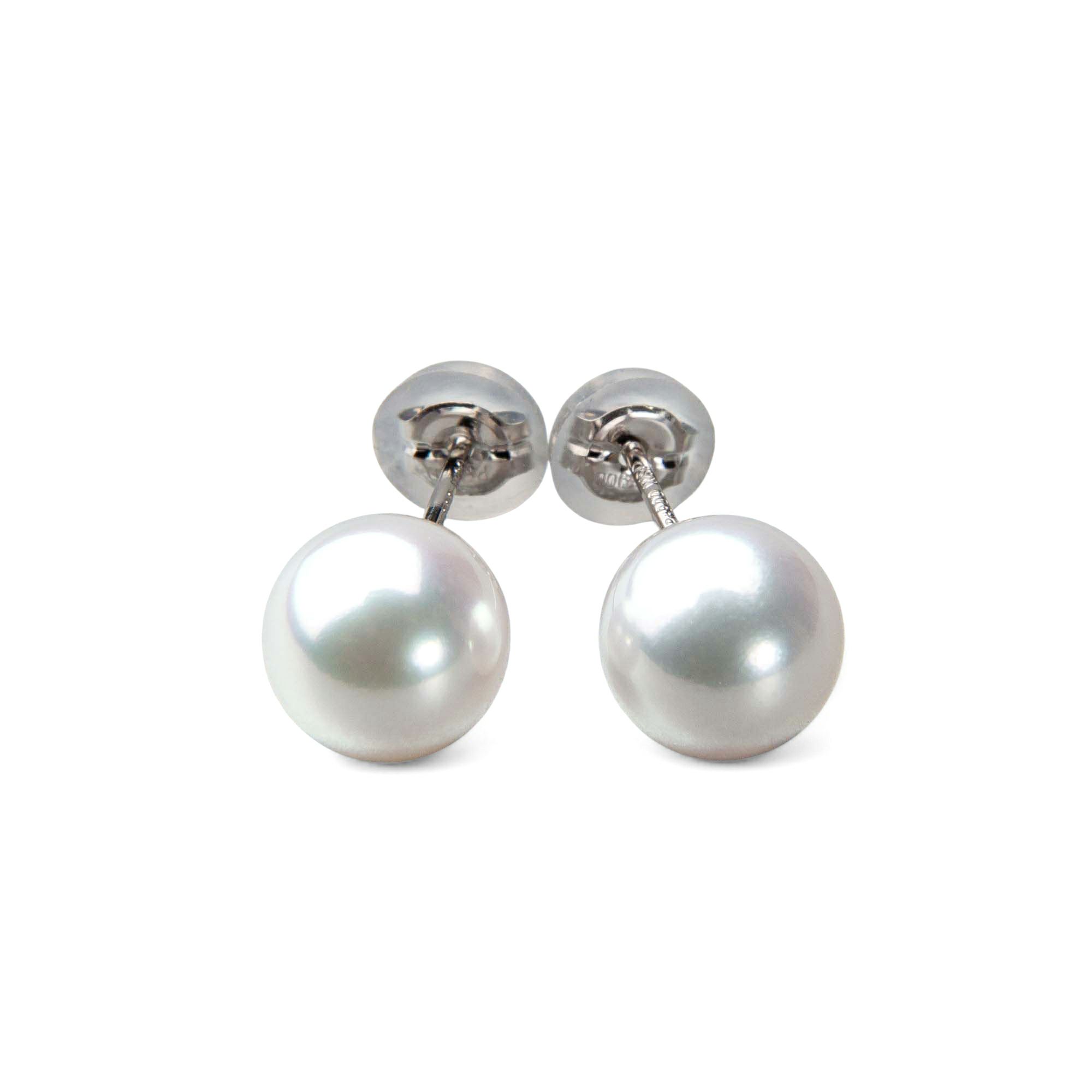 《トップ品質》オーロラ花珠真珠  ピアス 7.5-8.0mm AAA Pt900 プラチナ