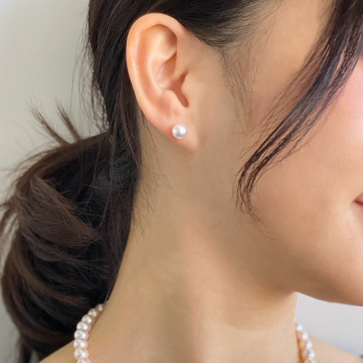 オーロラ花珠真珠 ピアス7.5-8.0mm PT900 -TOP Quality- [WSP] | 花珠