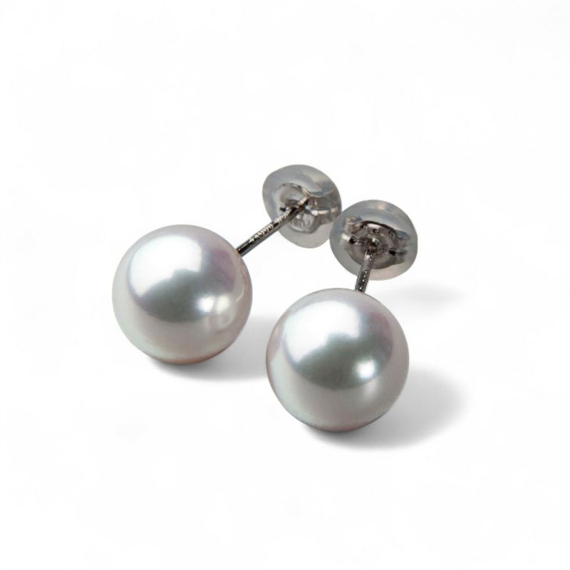 《トップ品質》オーロラ花珠真珠  ピアス 8.5-9.0mm AAA Pt900 プラチナ