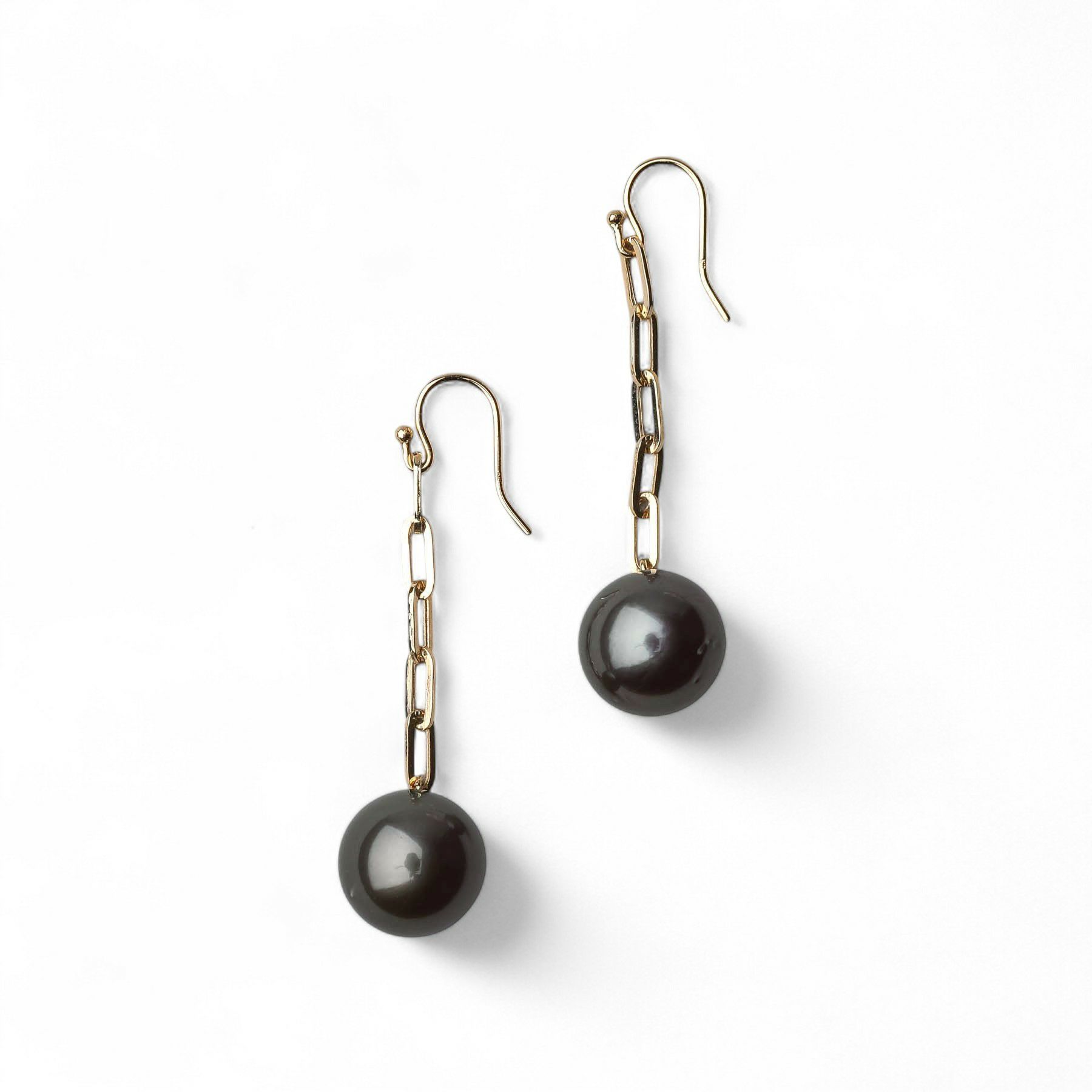 タヒチ11mm K18ペーパークリップチェーン フックピアス