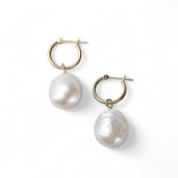 Unique+ 淡水真珠 ピアス11-12mmUP K18YG バロック