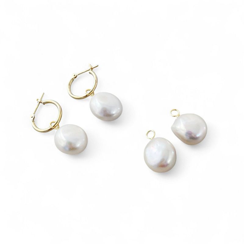 Unique+ 淡水真珠 ピアス11-12mmUP K18YG バロック