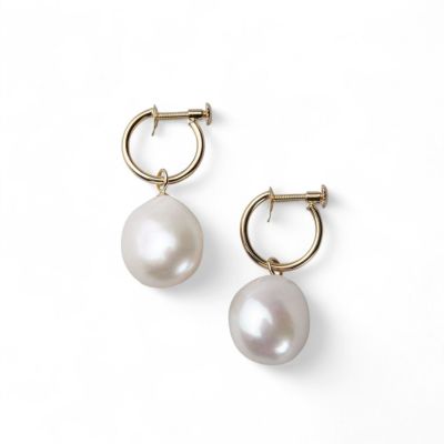 淡水真珠  バロック　リングイヤリング K18YG 