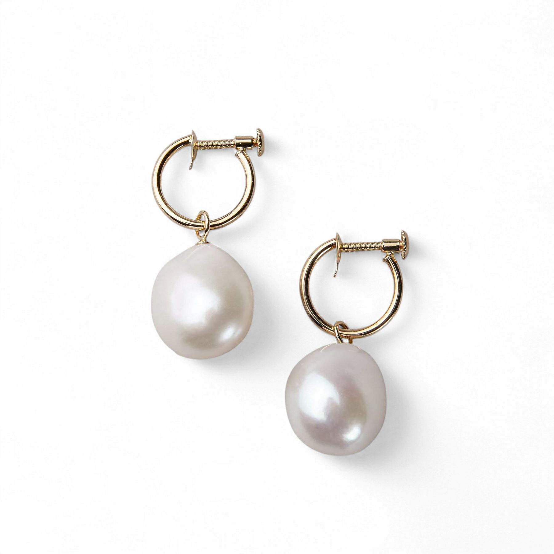 淡水真珠  バロック　リングイヤリング K18YG 