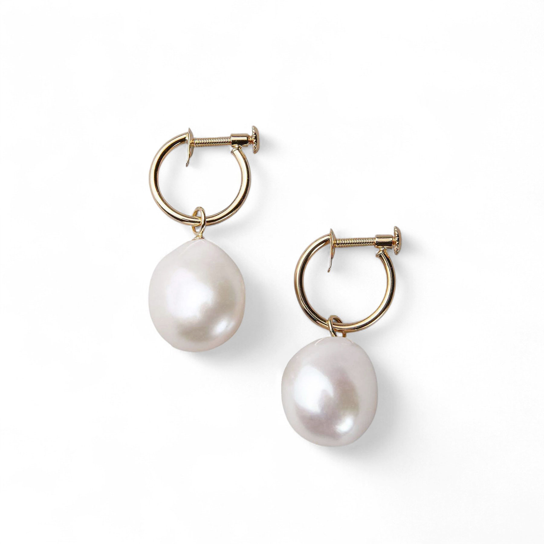 淡水真珠  バロック　リングイヤリング K18YG 