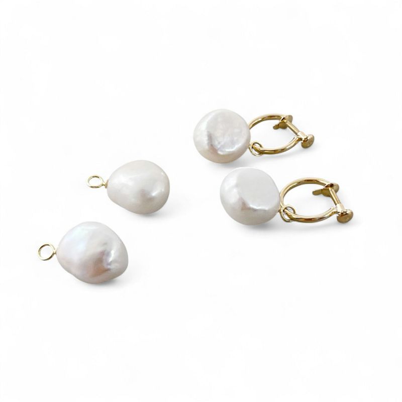 淡水真珠  バロック　リングイヤリングK18YG 