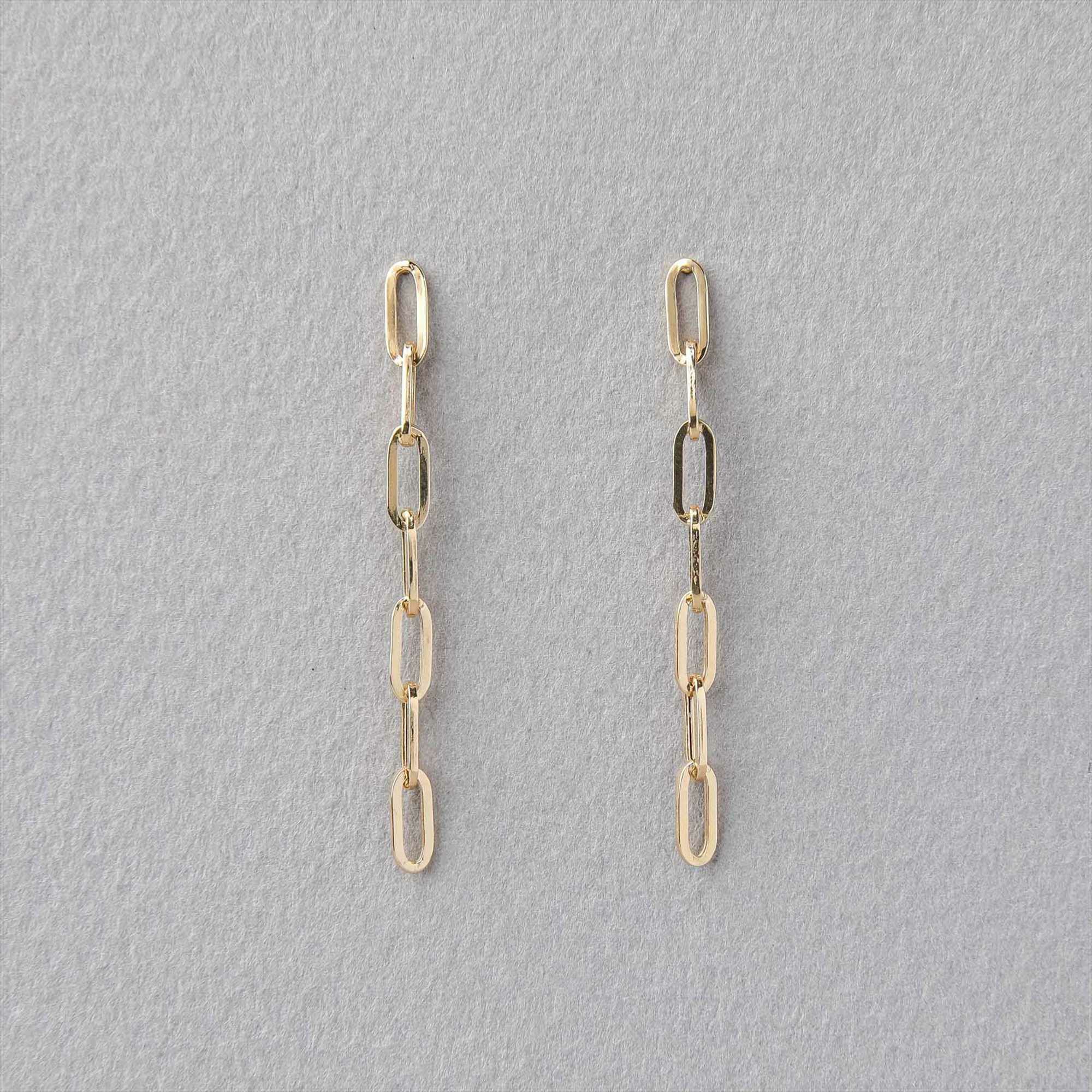 №893 なつかしく 不規則オーバル コンビチェーンピアス