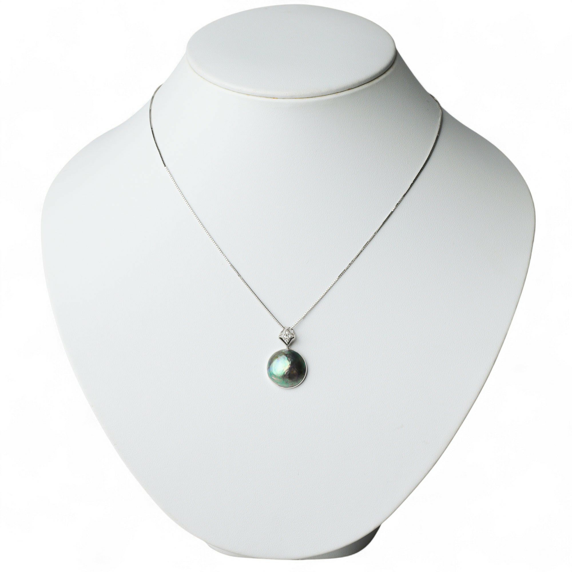 アワビ真珠　ペントップ　15mmUP WG ダイヤ