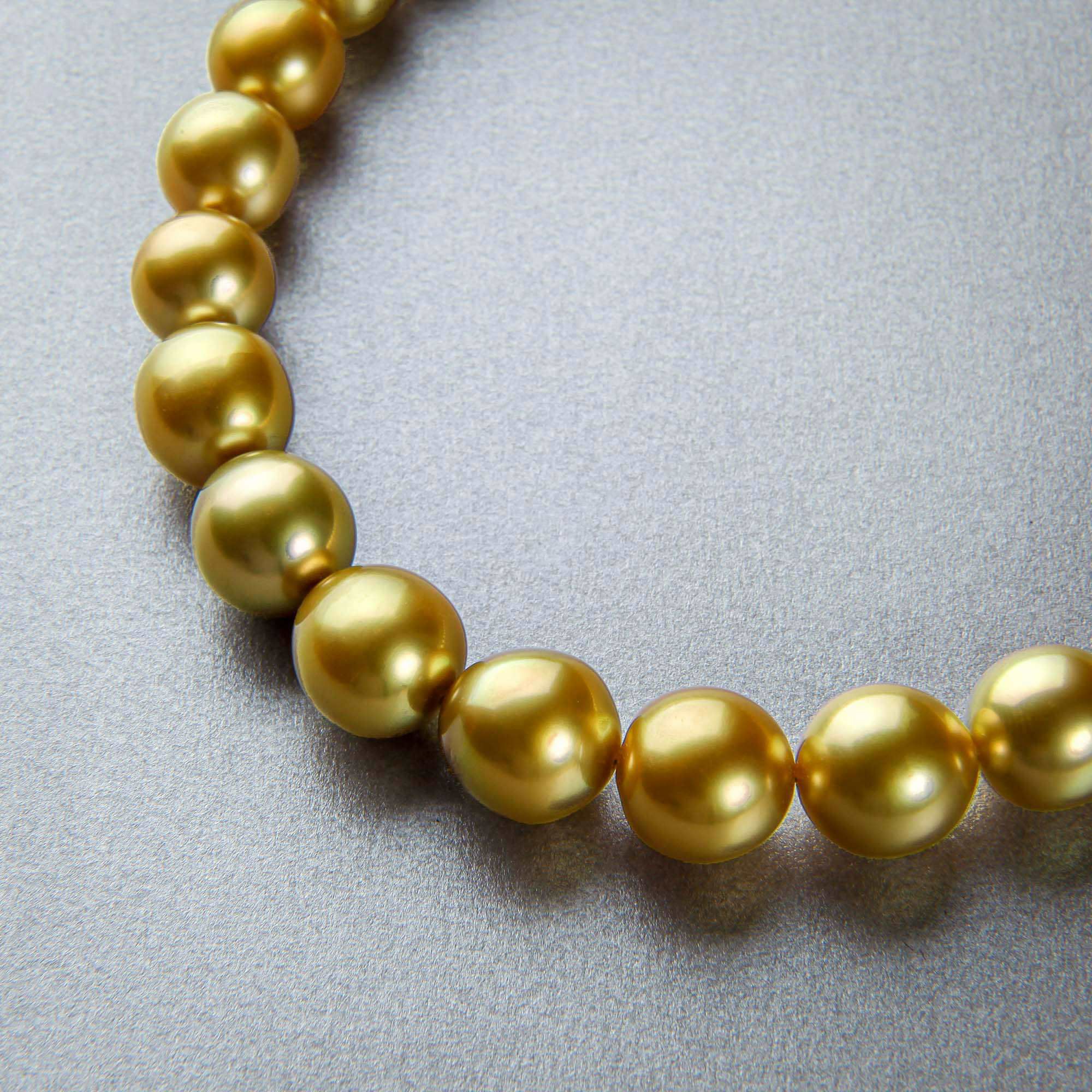 南洋白蝶真珠 ネックレス10.0-12.8mm ゴールデン | 南洋真珠ネックレス 
