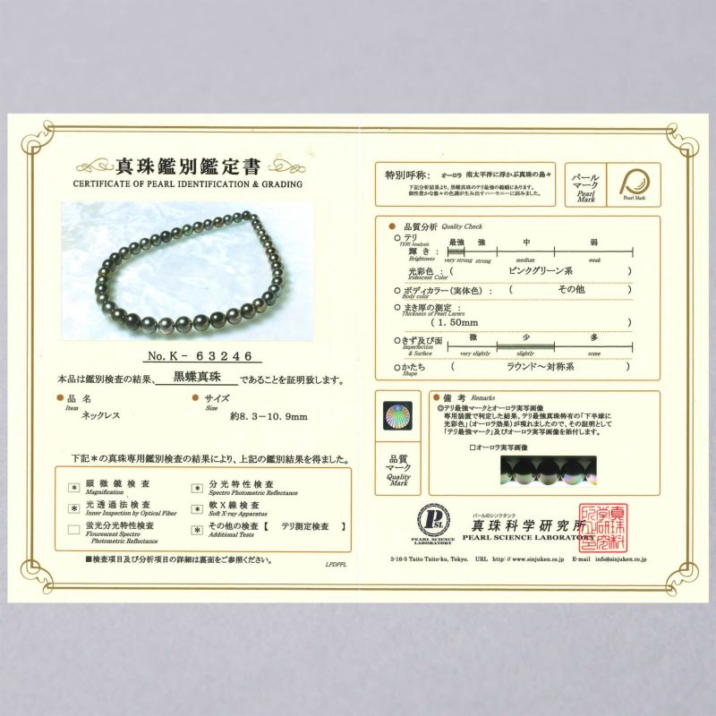 タヒチ黒蝶真珠 ネックレス 8.3-10.9mm マルチカラー