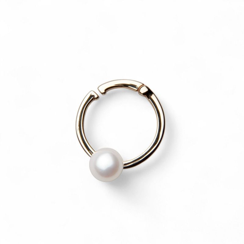 Carina あこや7mm イヤカフ片耳 K10YG　白/黒