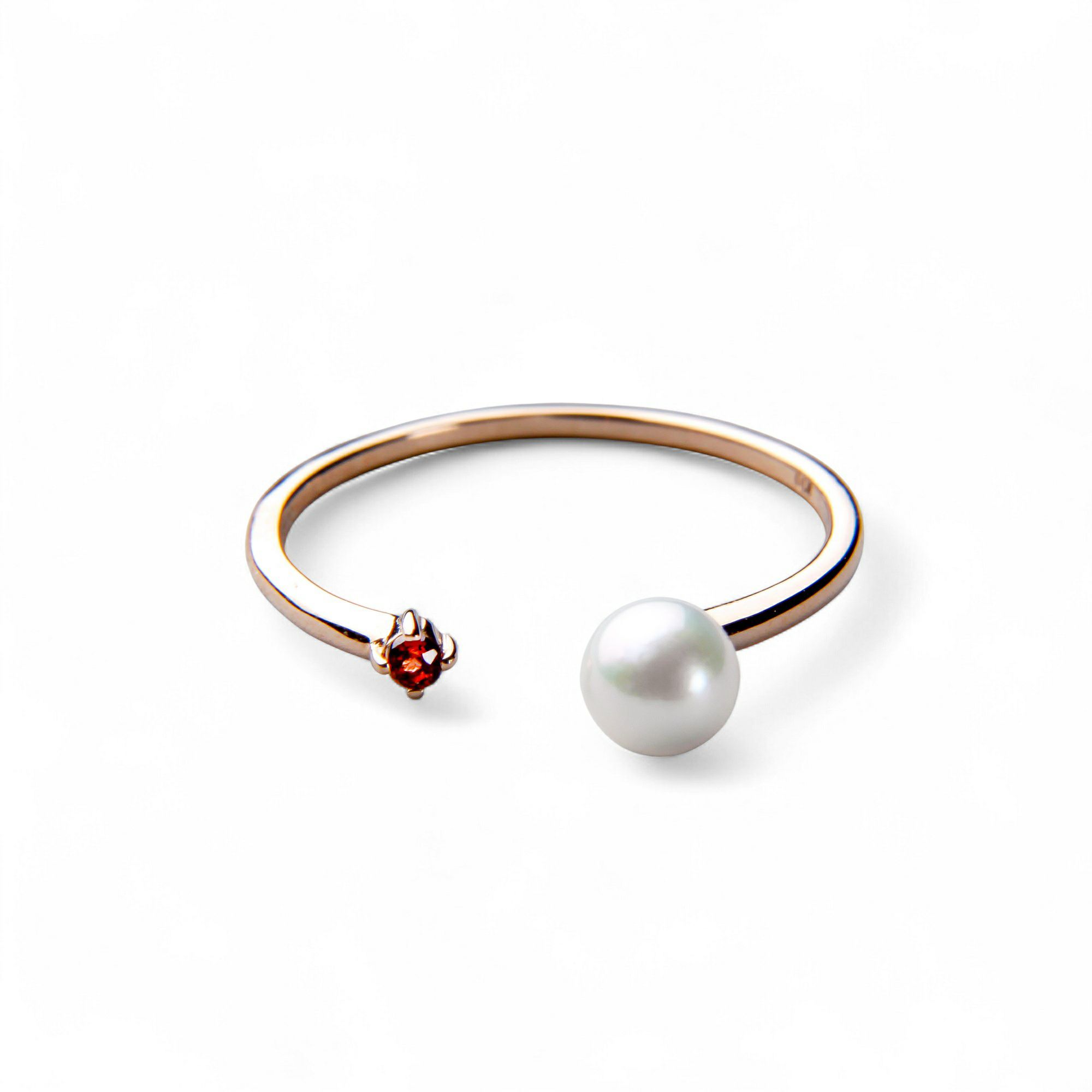 Felice あこや真珠4.5mm フォークリング　K10PG/ガーネット