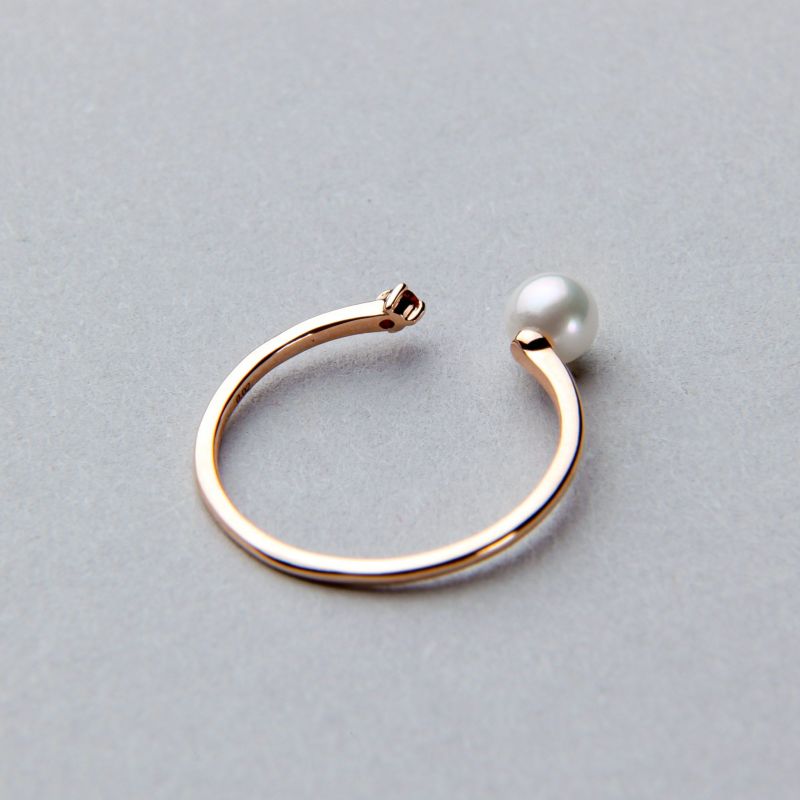 Felice あこや真珠4.5mm フォークリング　K10PG/ガーネット
