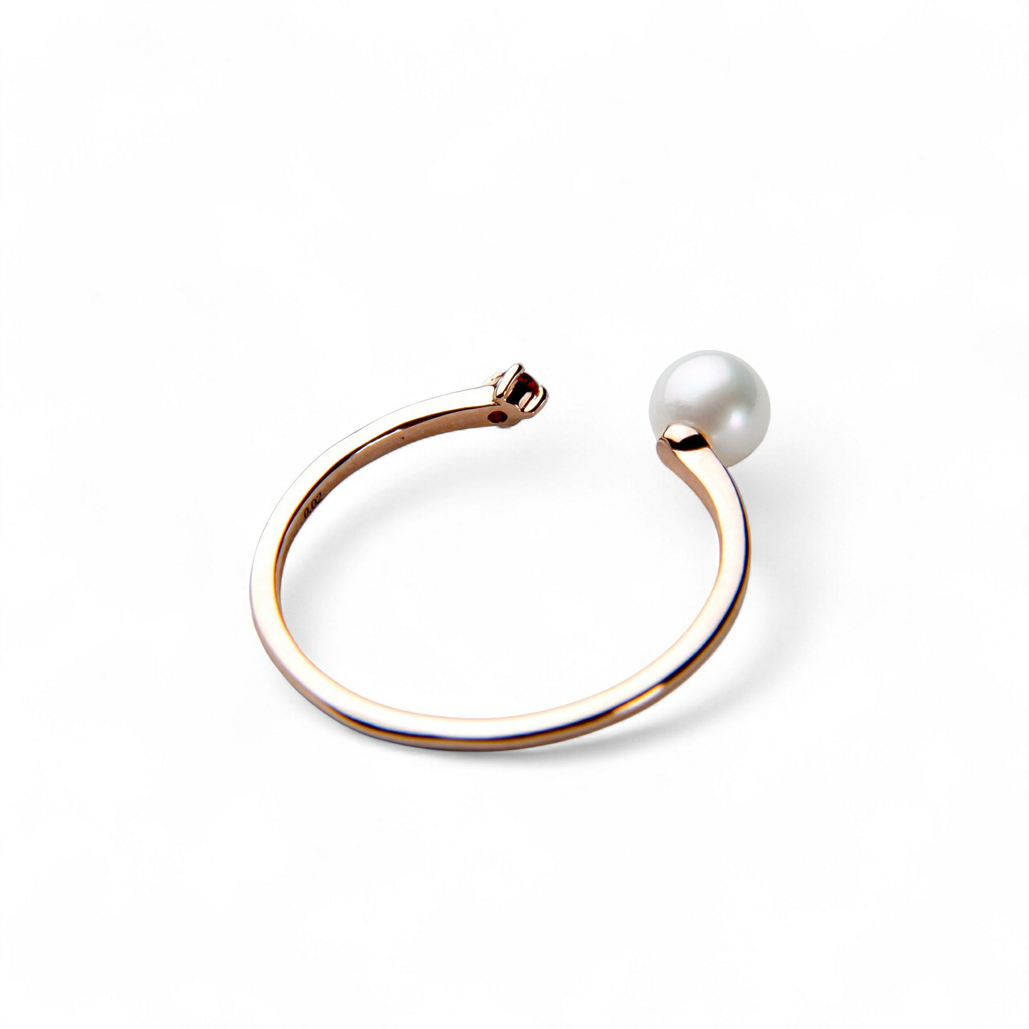 Felice あこや真珠4.5mm フォークリング　K10PG/ガーネット