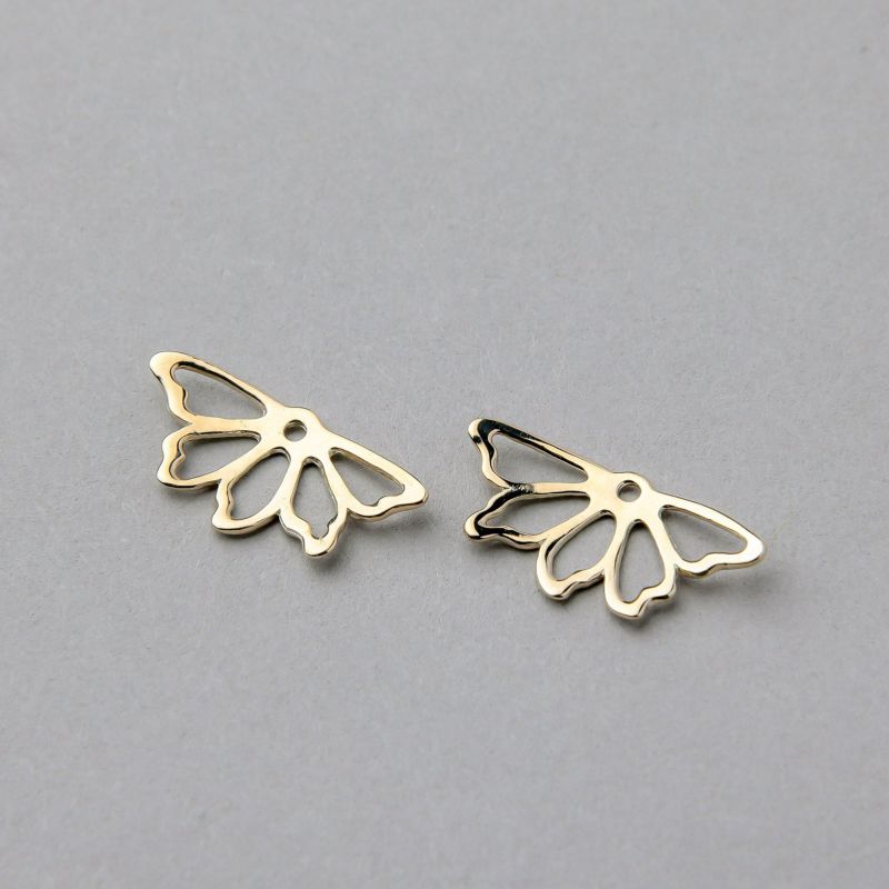あこや真珠 花びらチャームピアス　7.5-8.0mm K10YG