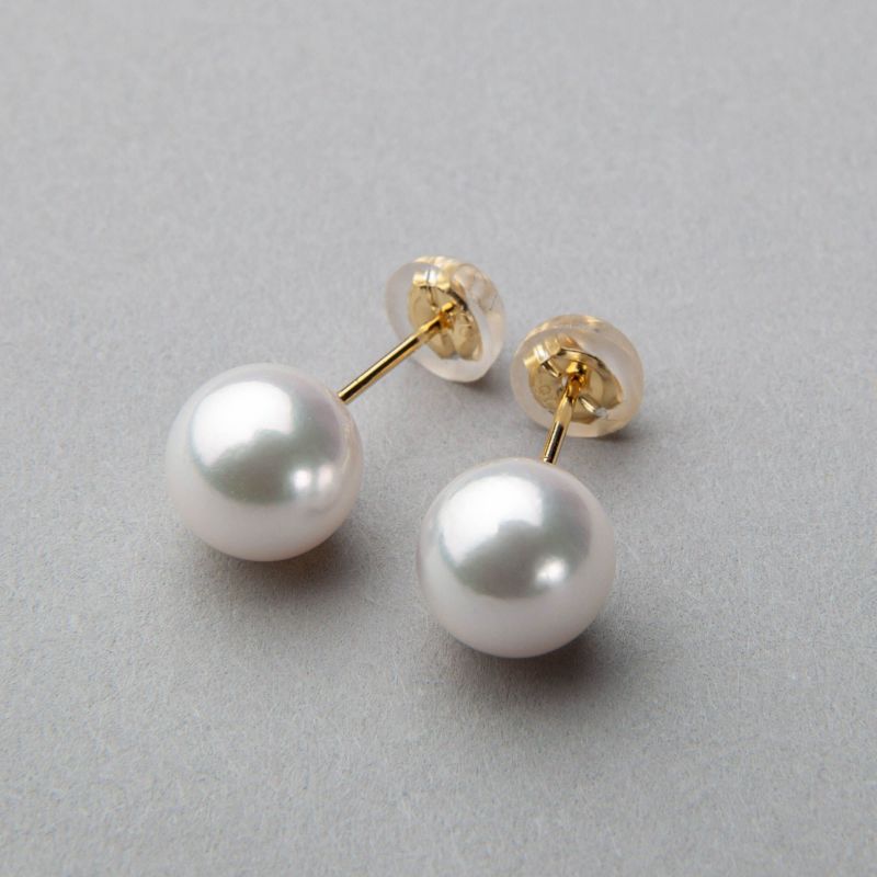 あこや真珠 花びらチャームピアス　7.5-8.0mm K10YG