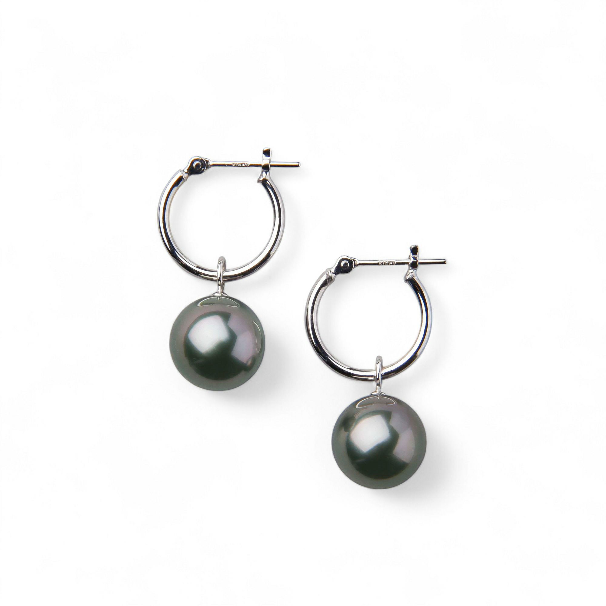 タヒチ黒蝶真珠 フープピアス9mmUP K14WG