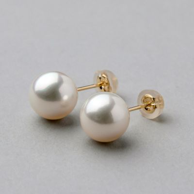 LUXE あこや真珠 ピアス 9.0-9.5mm PT900/K18YG