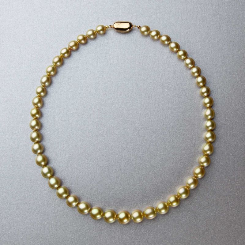 南洋真珠 ネックレス　8.1-10.9mm ゴールド オーロラムーンレインボー(照り最強) | 南洋真珠ネックレス