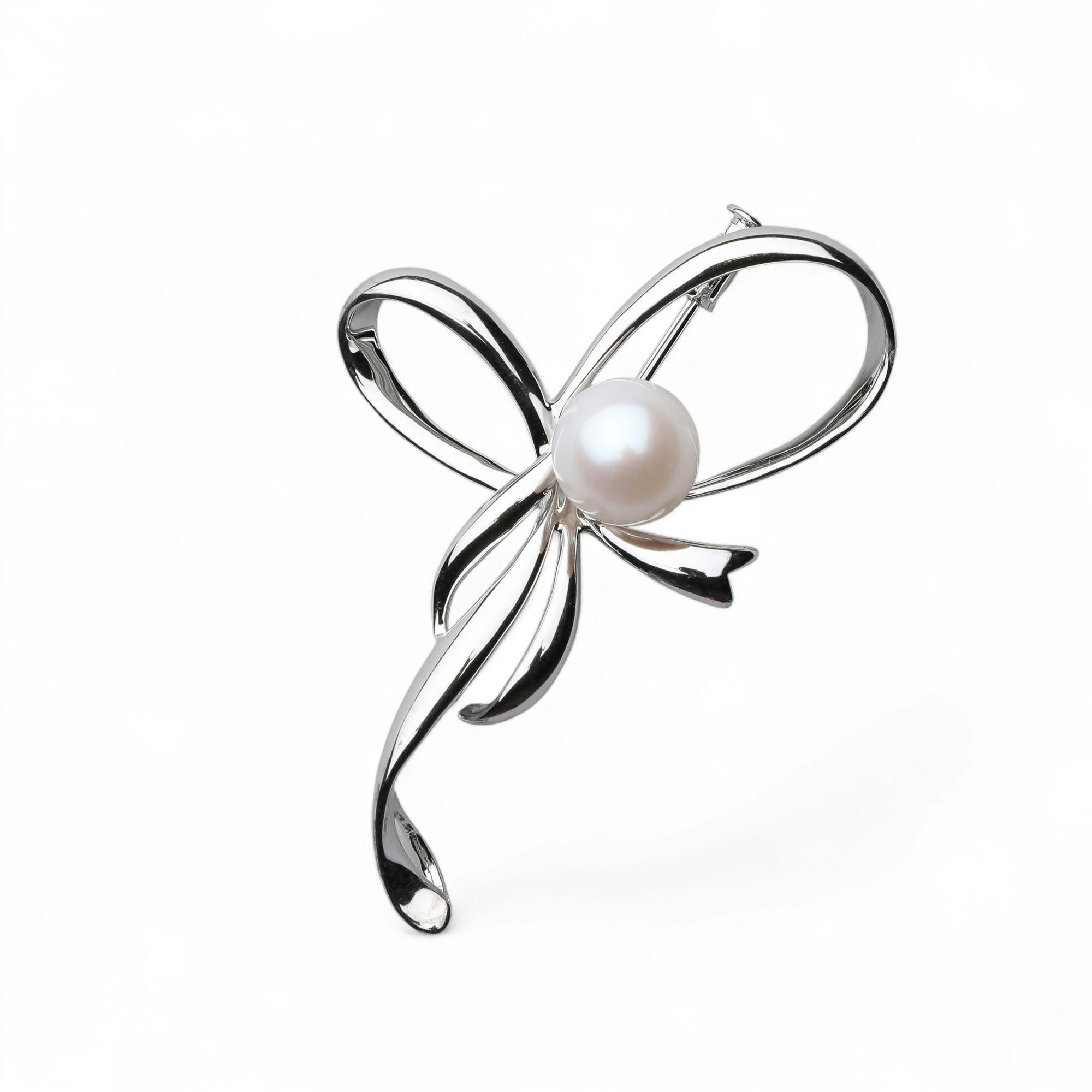 淡水真珠 ブローチ リボン9mmUP SV925
