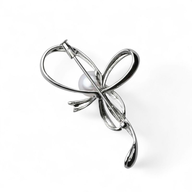 淡水真珠 ブローチ リボン9mmUP SV925