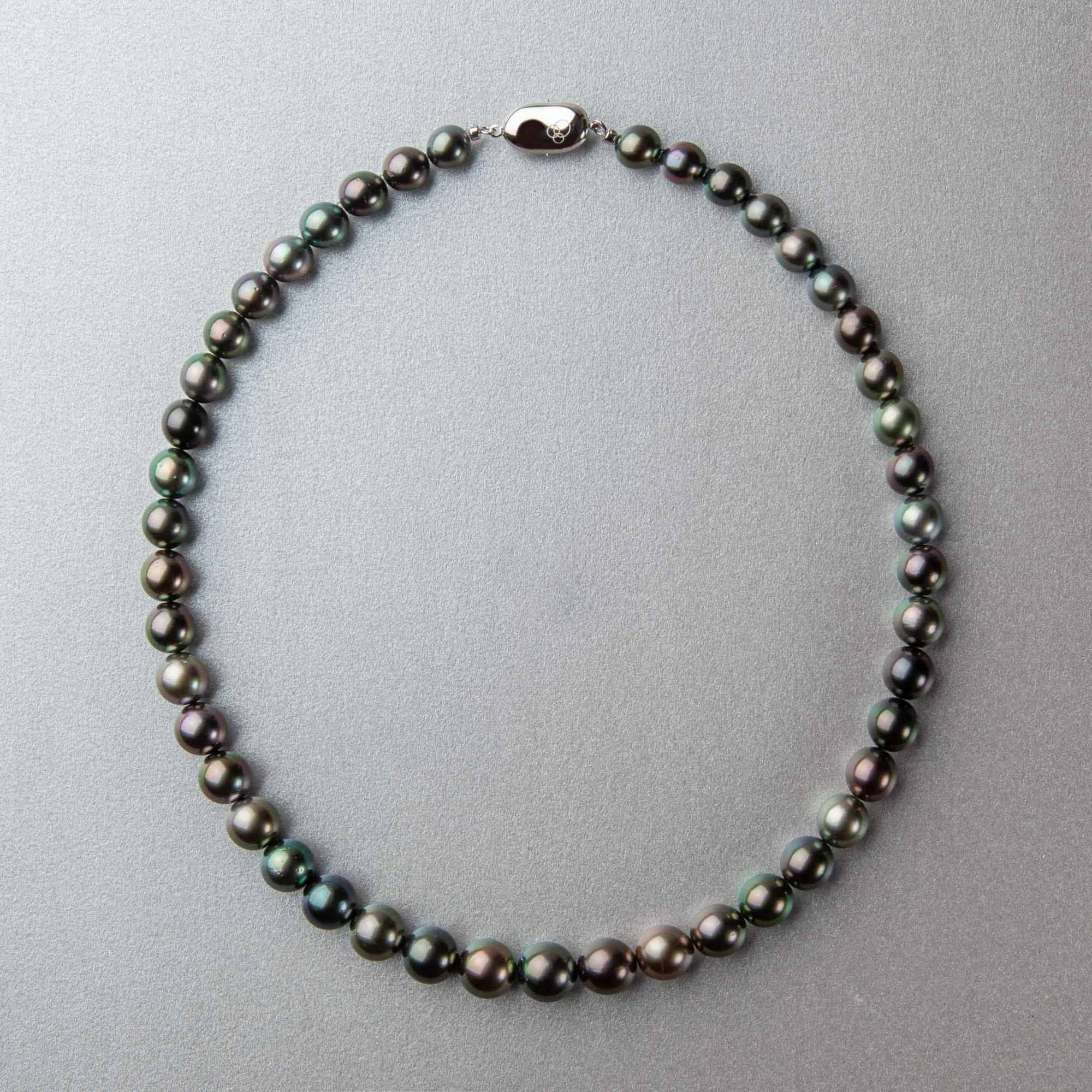 タヒチ黒蝶真珠 ネックレス 8.0-10.9mm マルチカラー オーロラ南太平洋  