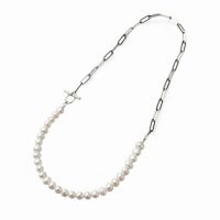 淡水真珠 ハーフチェーンネックレス　6.5-7.0mm SUS316L