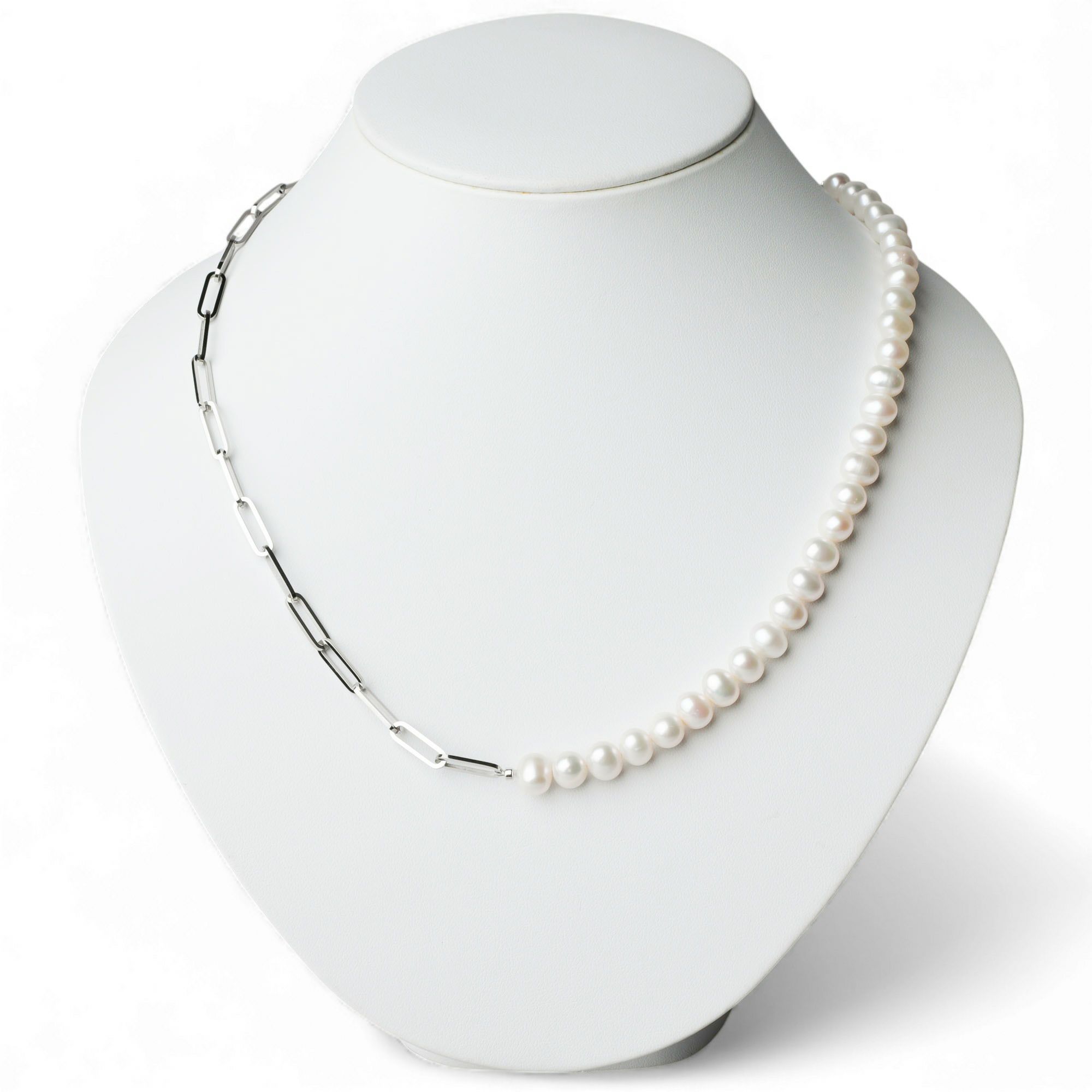 淡水真珠 ハーフチェーンネックレス　6.5-7.0mm SUS316L