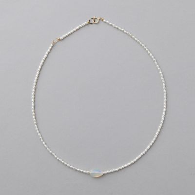 淡水真珠×オパール1石 ネックレス 2.0-2.5mm ケシ