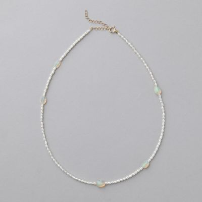 淡水真珠×オパール5石 ネックレス
