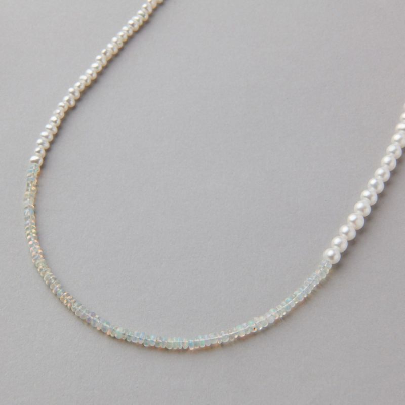 淡水真珠×オパール ネックレス　2.5-5.0mm ミックス