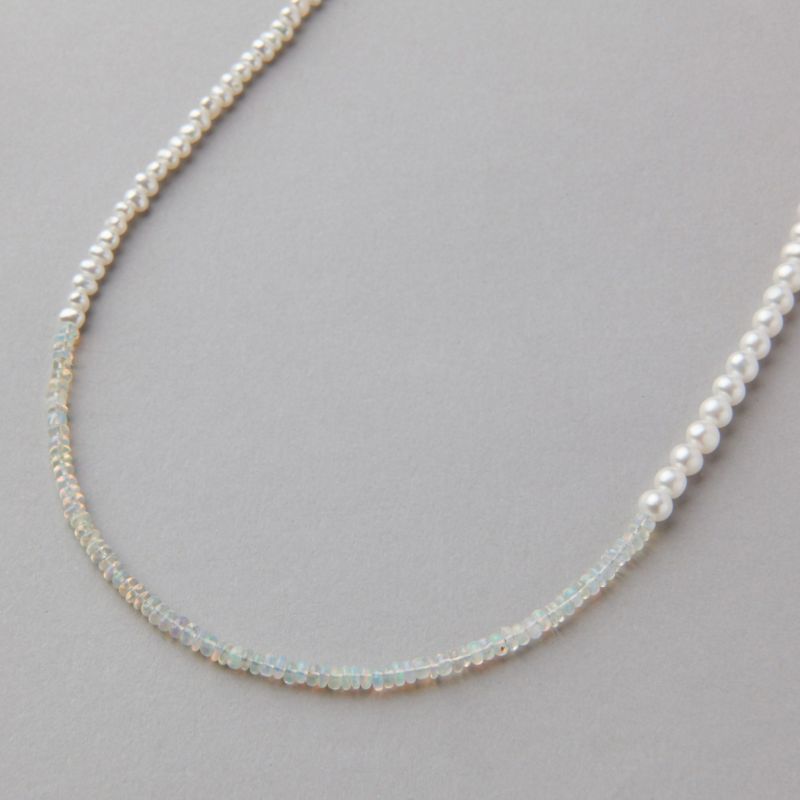 淡水真珠×オパール ネックレス　2.5-5.0mm ミックス