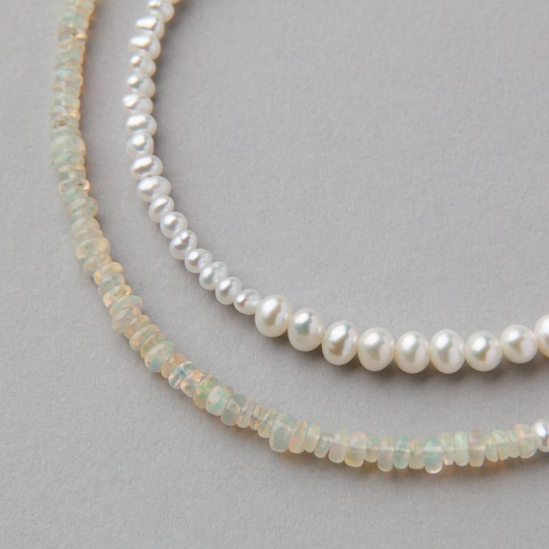 淡水真珠×オパール ロングネックレス 2.5-5.0mm ミックス | 淡水真珠