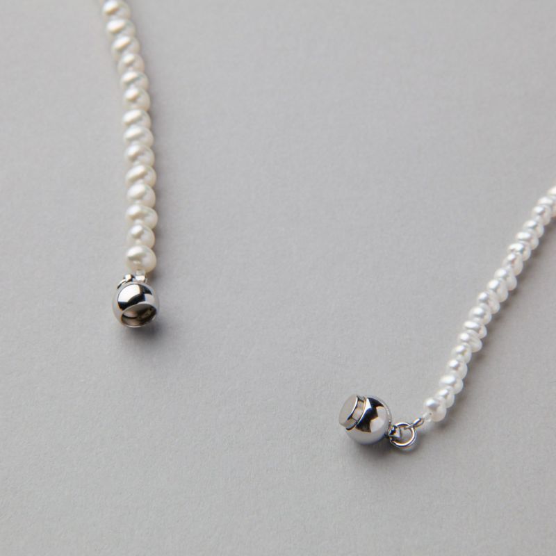 淡水真珠×オパール ロングネックレス　2.5-5.0mm ミックス