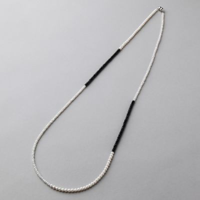 淡水真珠×ブラックスピネル ネックレス 3.5-4.0mm | 淡水真珠