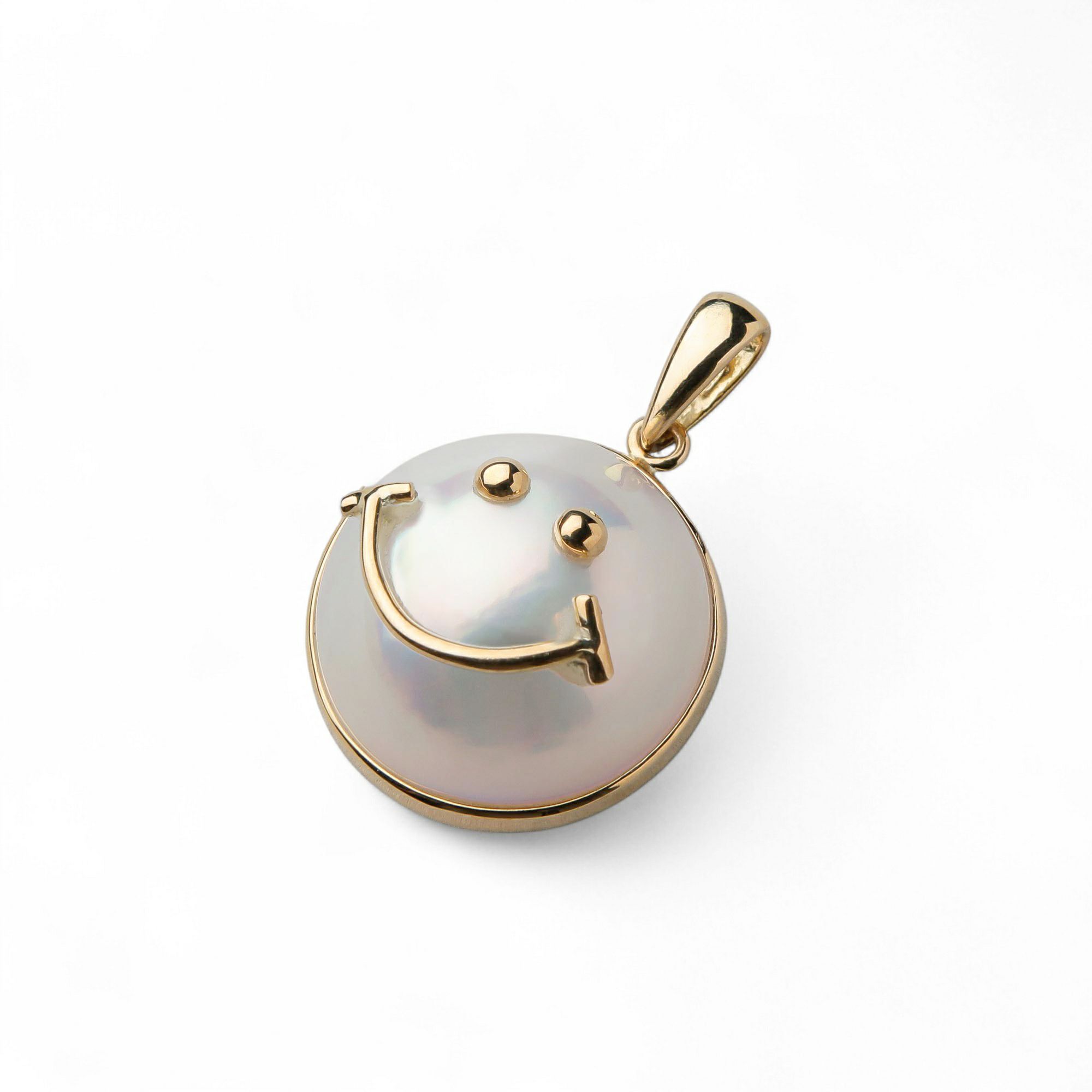 マベ真珠 ペンダントトップ14mmUP K18YG ホワイト