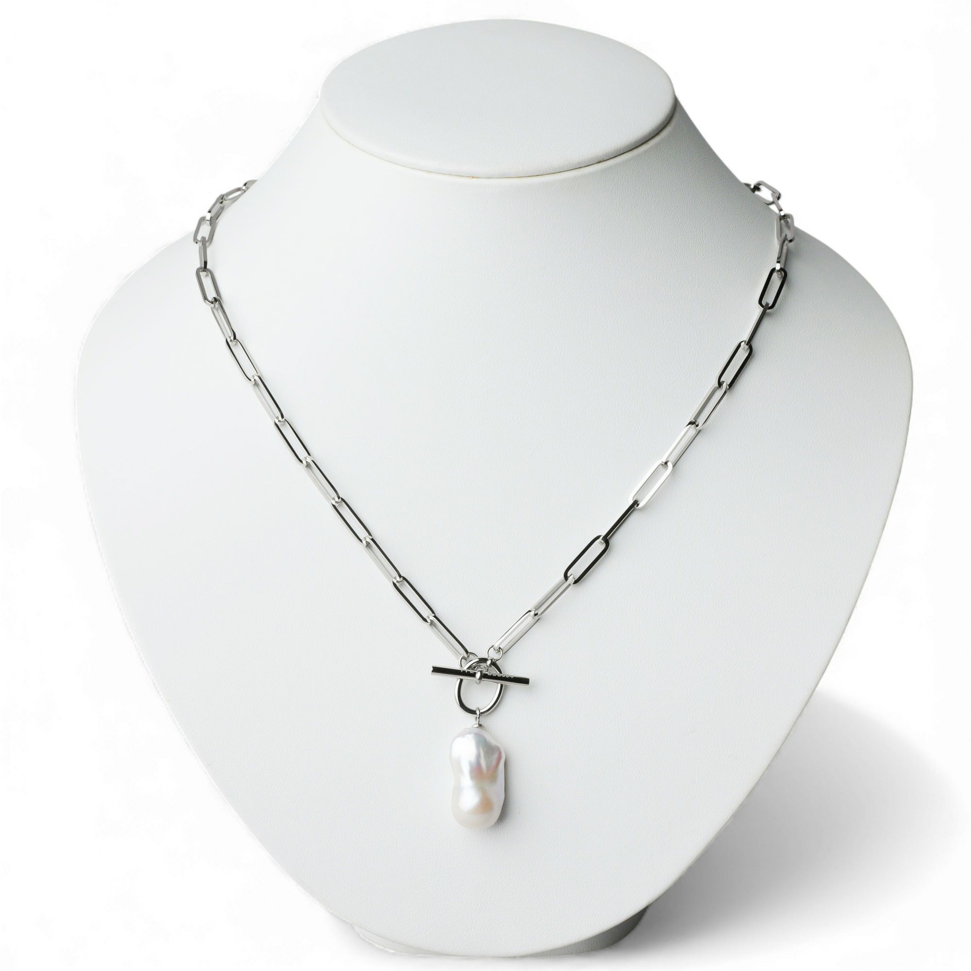 【WEB限定】Unique+ 淡水バロック真珠 チェーンネックレス　12mmUP SUS304