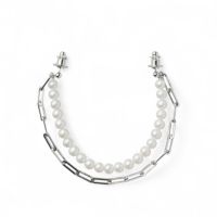 淡水真珠 襟チェーンブローチ6.5-7.0mm SUS316L