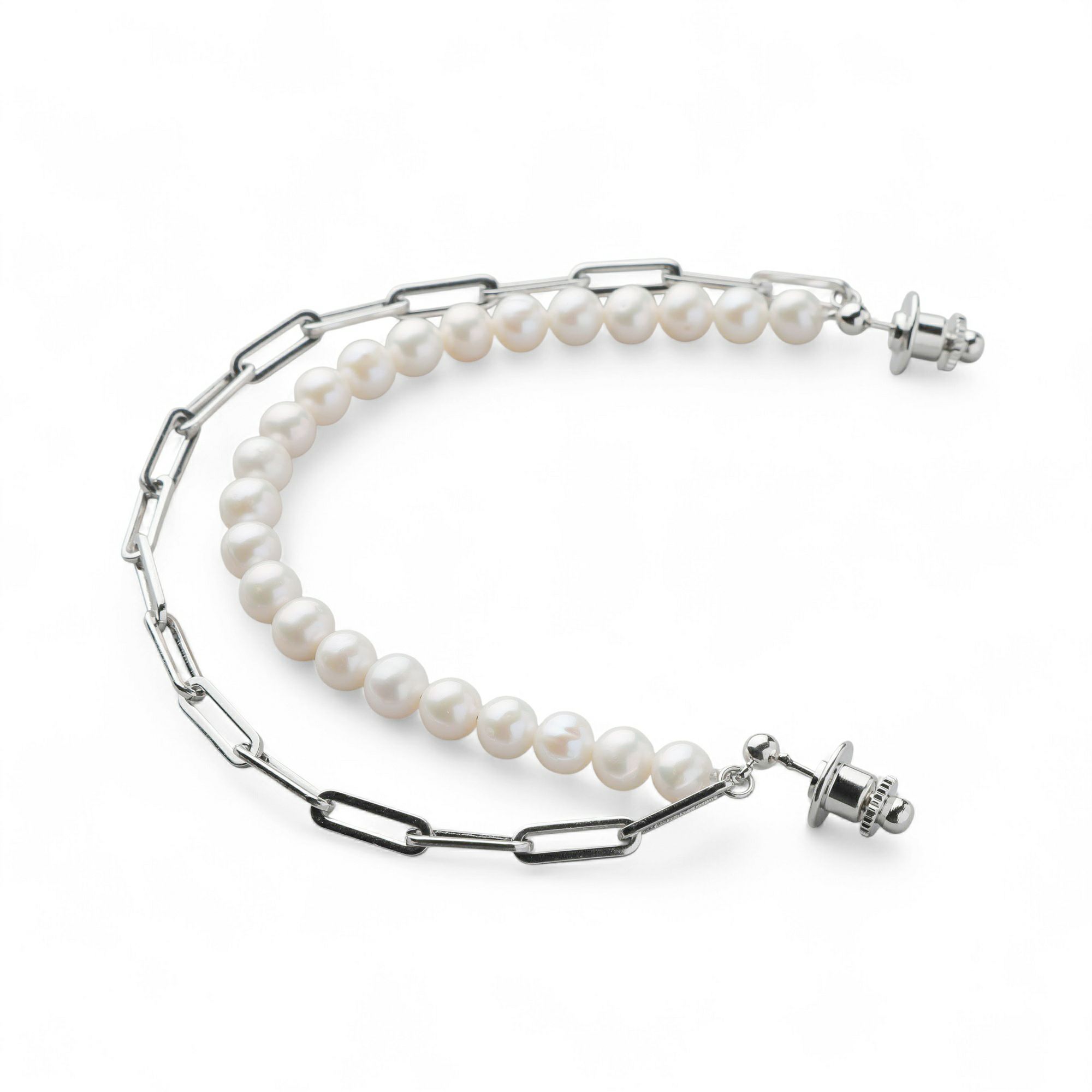 淡水真珠 襟チェーンブローチ6.5-7.0mm SUS316L