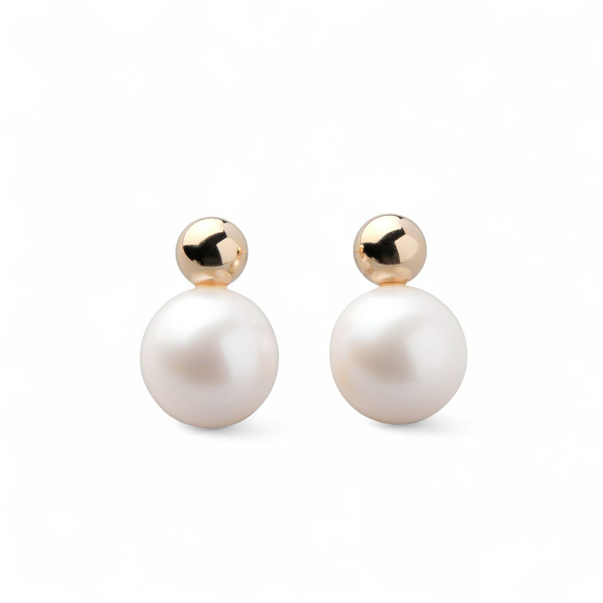 BonBon 淡水真珠 ピアス9mmUP メタルボールK10YG