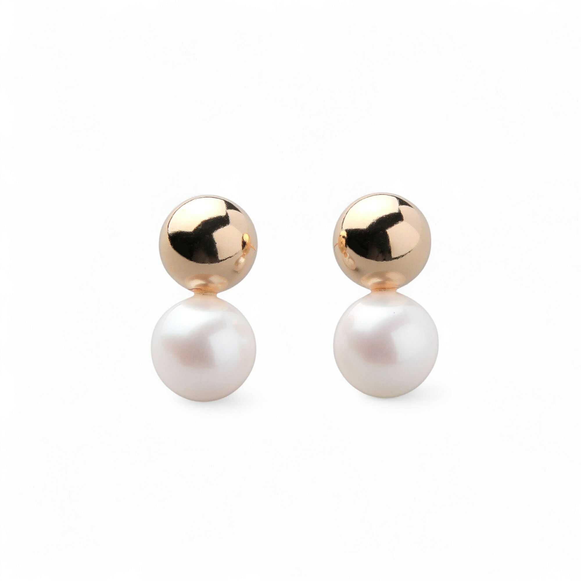 BonBon あこや真珠 ピアス7.0-7.5mm メタルボールK18YG