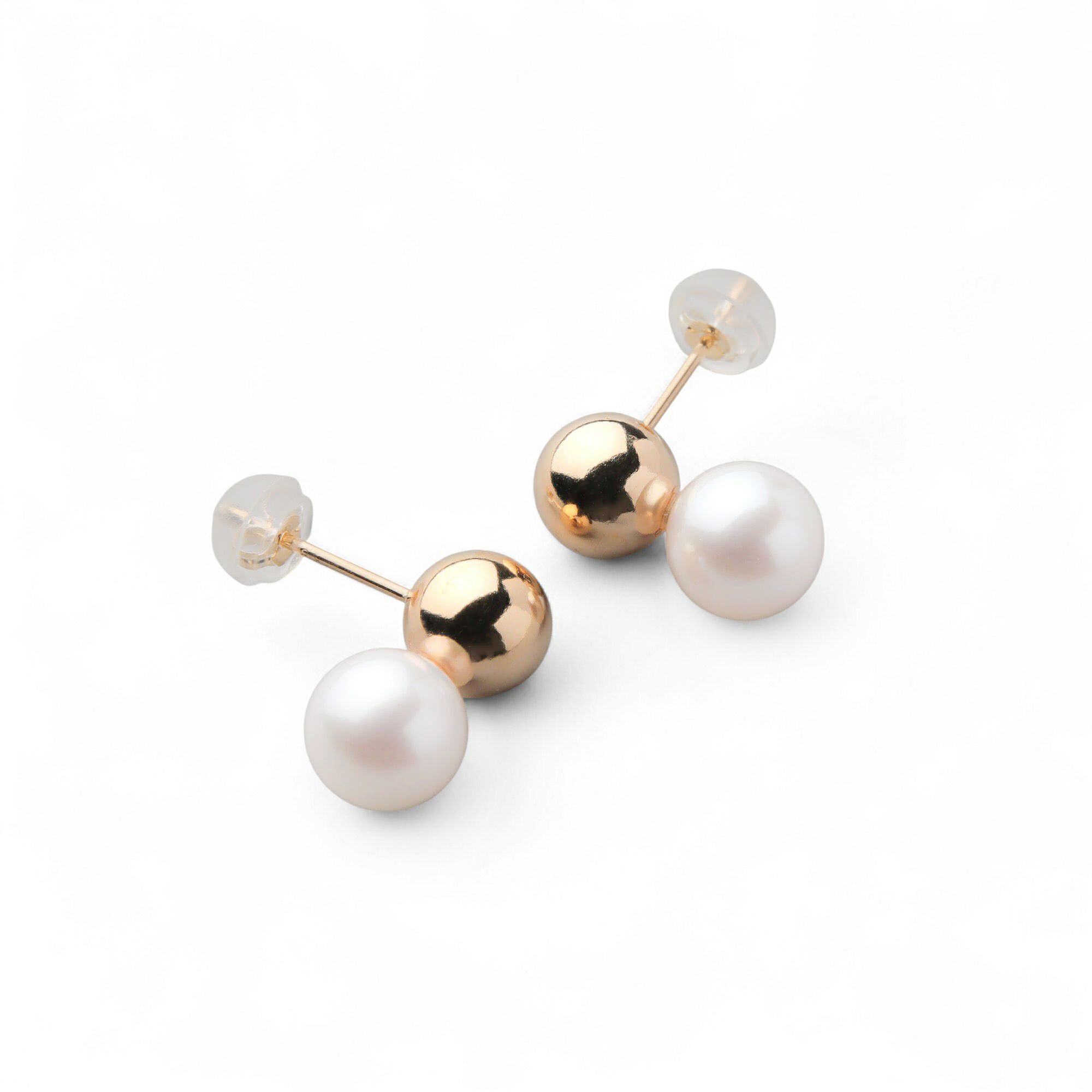 BonBon あこや真珠 ピアス7.0-7.5mm メタルボールK18YG