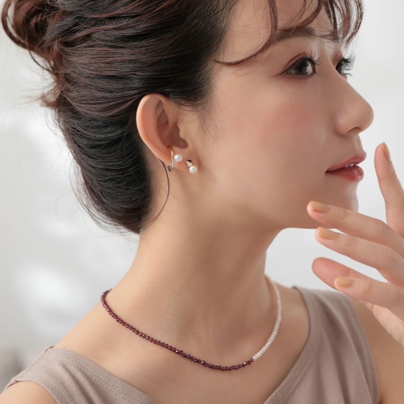 淡水真珠×ガーネット ネックレス 2.5-3.2mm ハーフ | 淡水真珠ネックレス