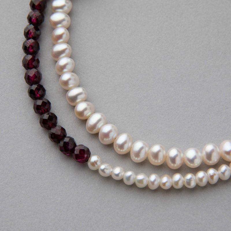 淡水真珠×ガーネット ネックレス 2.5-5.0mm ミックス | 淡水真珠ネックレス