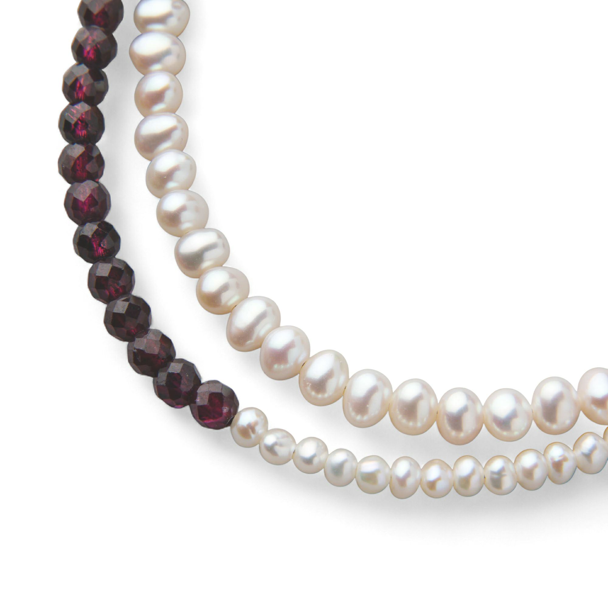 淡水真珠×ガーネット ネックレス　2.5-5.0mm ミックス