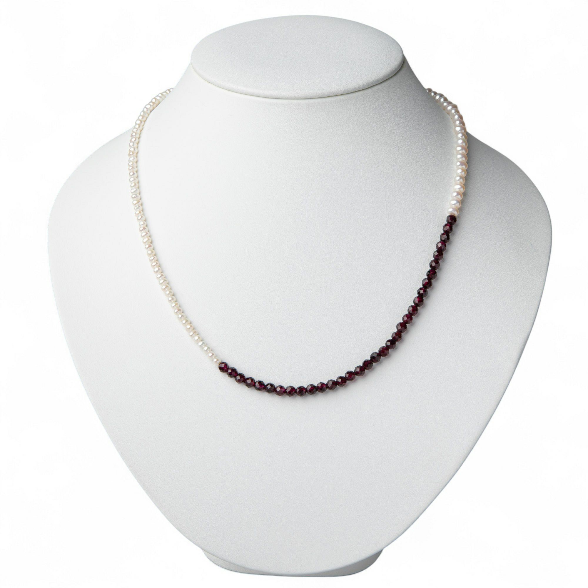 淡水真珠×ガーネット ネックレス　2.5-5.0mm ミックス