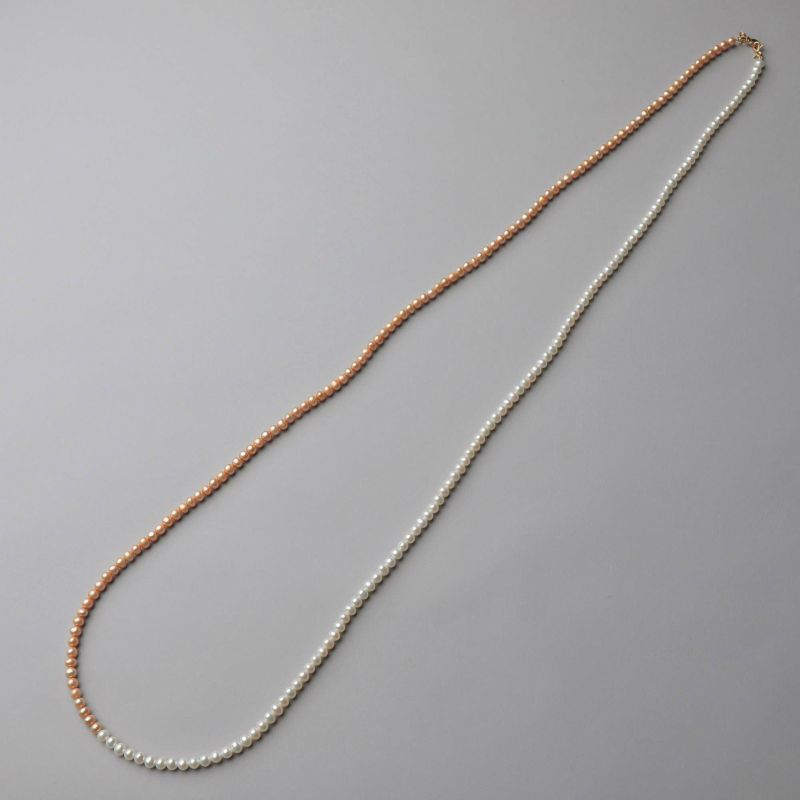 淡水真珠 ロングネックレス 5.5-6.0mm 120cm ツートンカラー