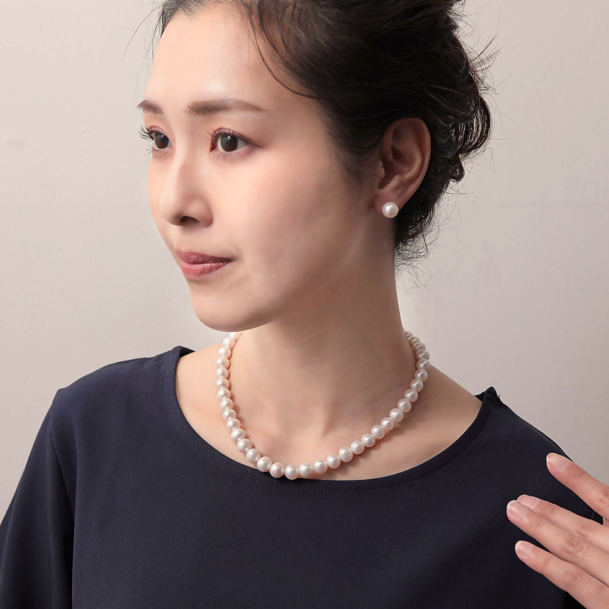 淡水真珠 ネックレスセット8.5-9.5mm 上質ランク