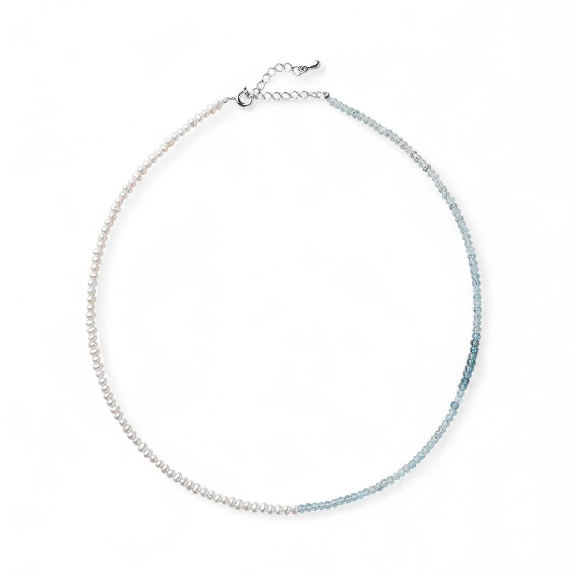 淡水真珠×アクアマリン ネックレス　2.5-3.2mm ハーフ