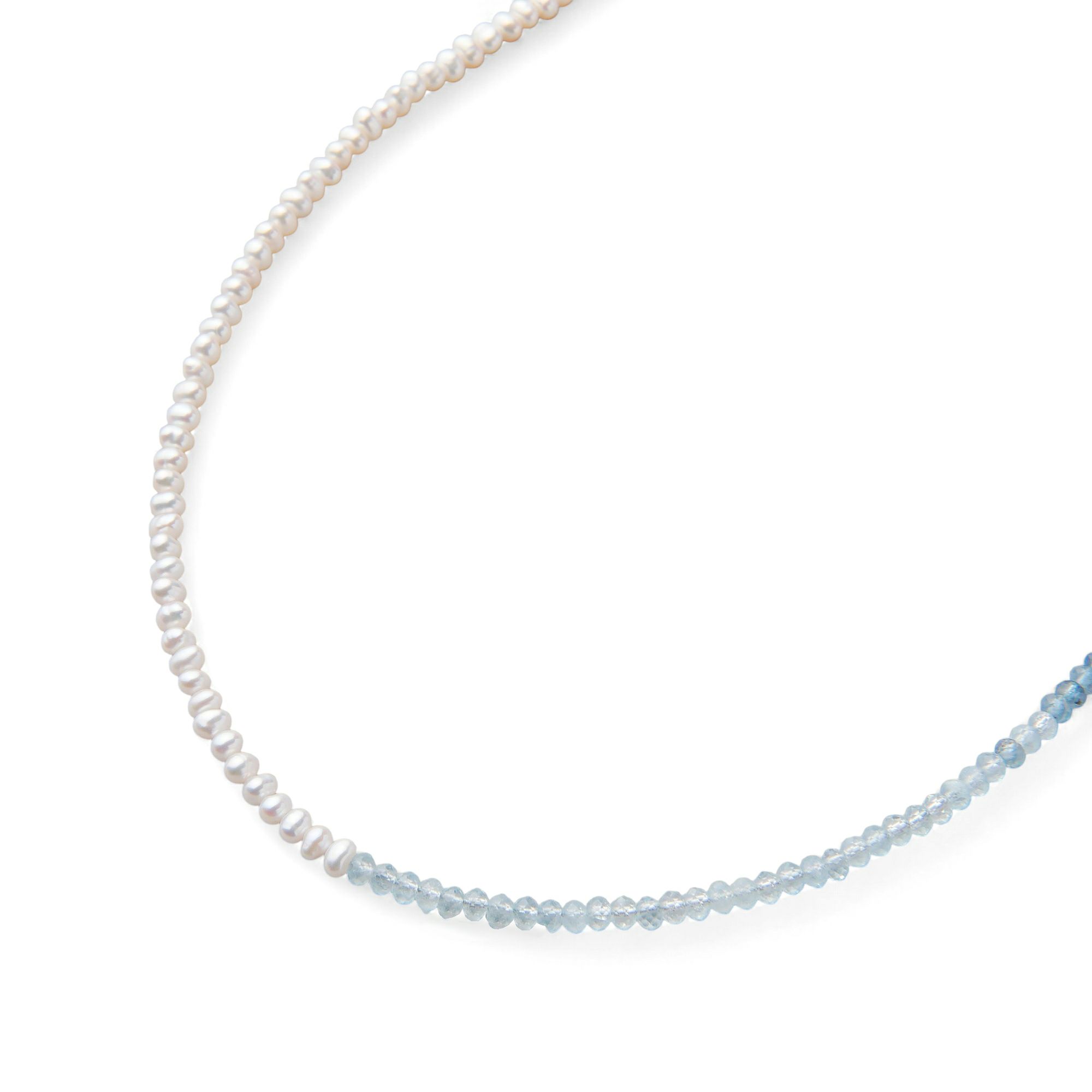 淡水真珠×アクアマリン ネックレス　2.5-3.2mm ハーフ